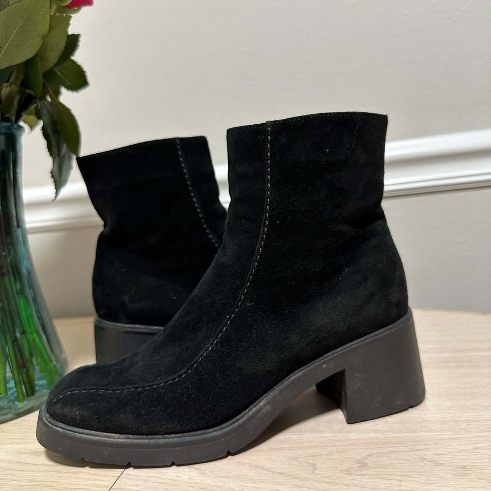 Gorsuch Woman’s Italian Black Boot Leather Sheepskin Lined Size 39/38,5 Platform